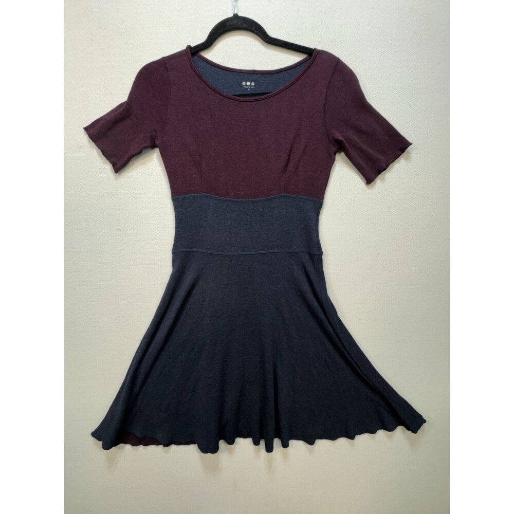 Three Dots Women's Knit Sweater Dress Short Sleeve Stretch Size XS Navy